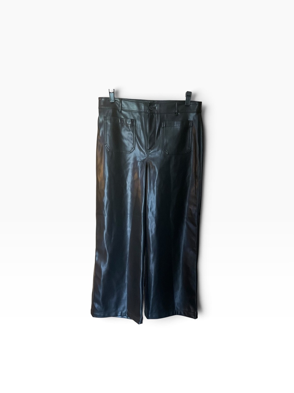 LOFT Palmer Wide Leg Black Faux Leather Pants Size 10 NWT